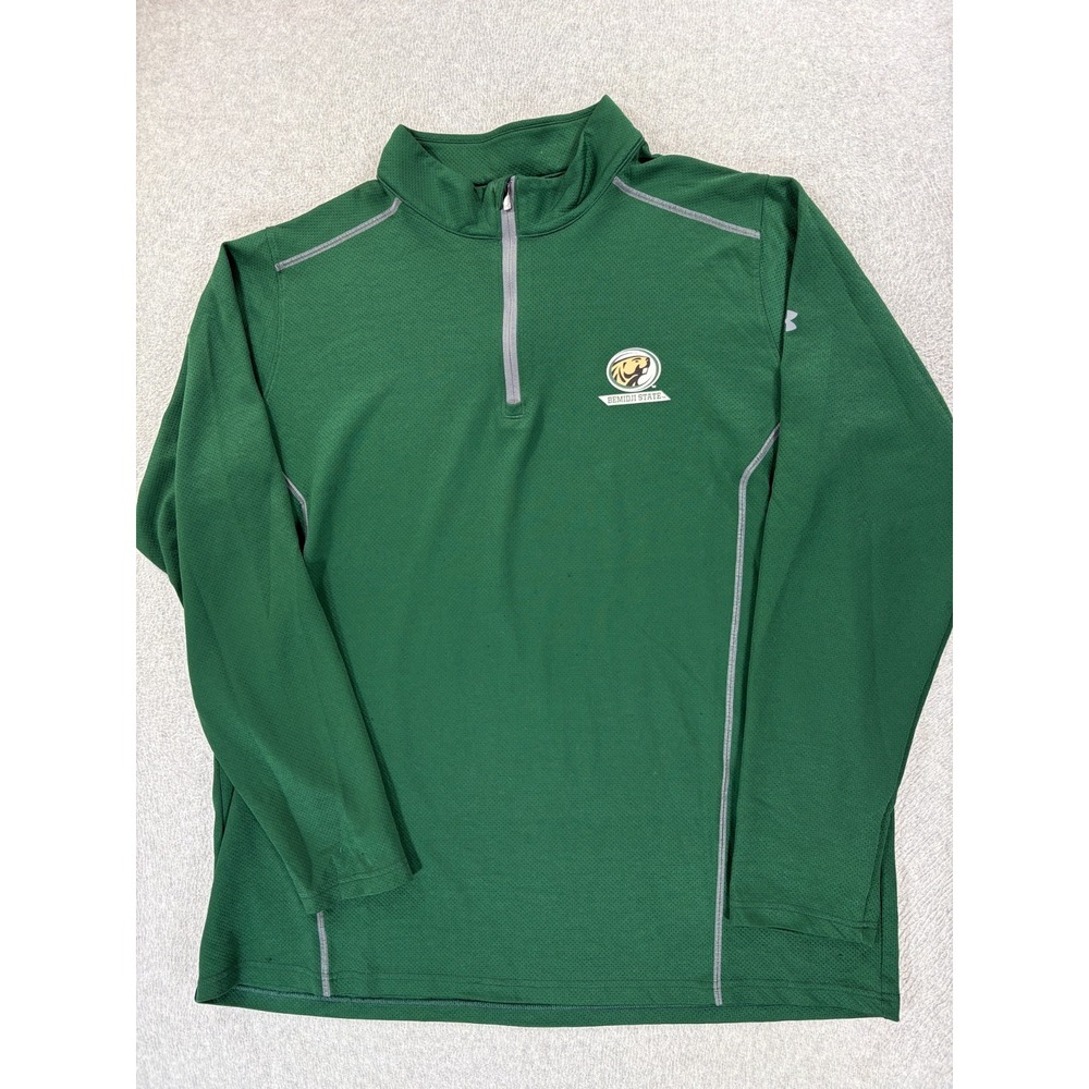 Bemidji State Beavers 1/4 Zip Screened Logo Campus Pullover (Men's 3XL) Green
